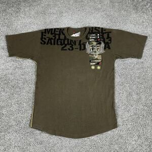 Ringspun Shirt Mens Large Green Military Graphic Saigon Cotton Casual Tee